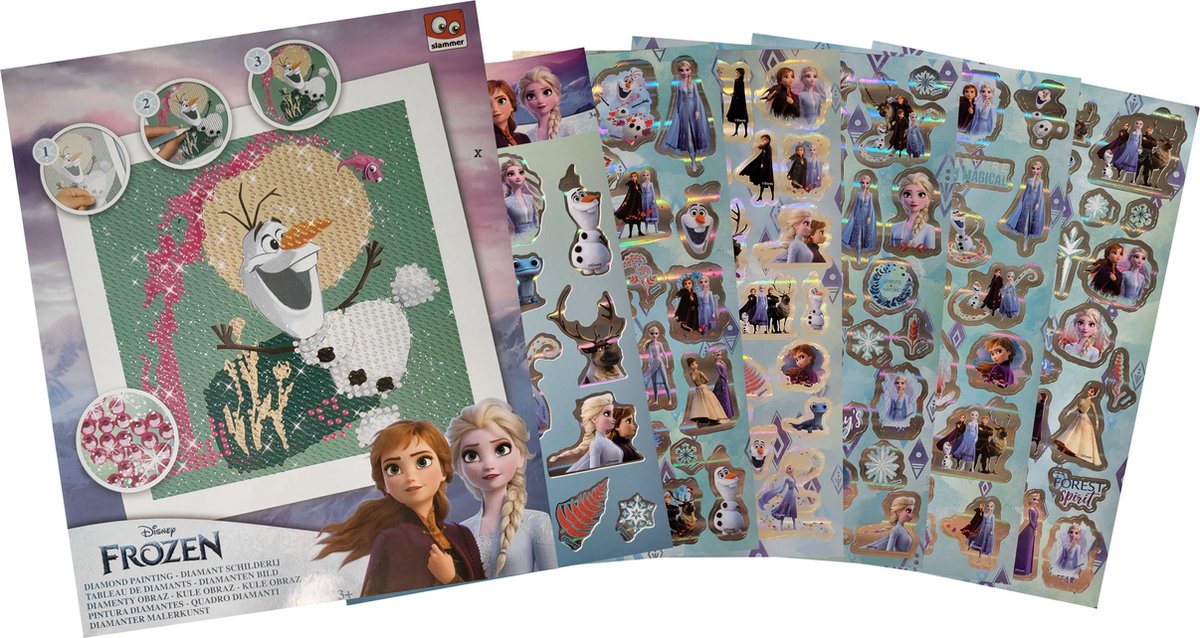 Disney Frozen - Diamond painting - Olaf - knutselen - 6 stickervellen - sinterklaas - kerst - schoenkado - cadeau - verjaardag