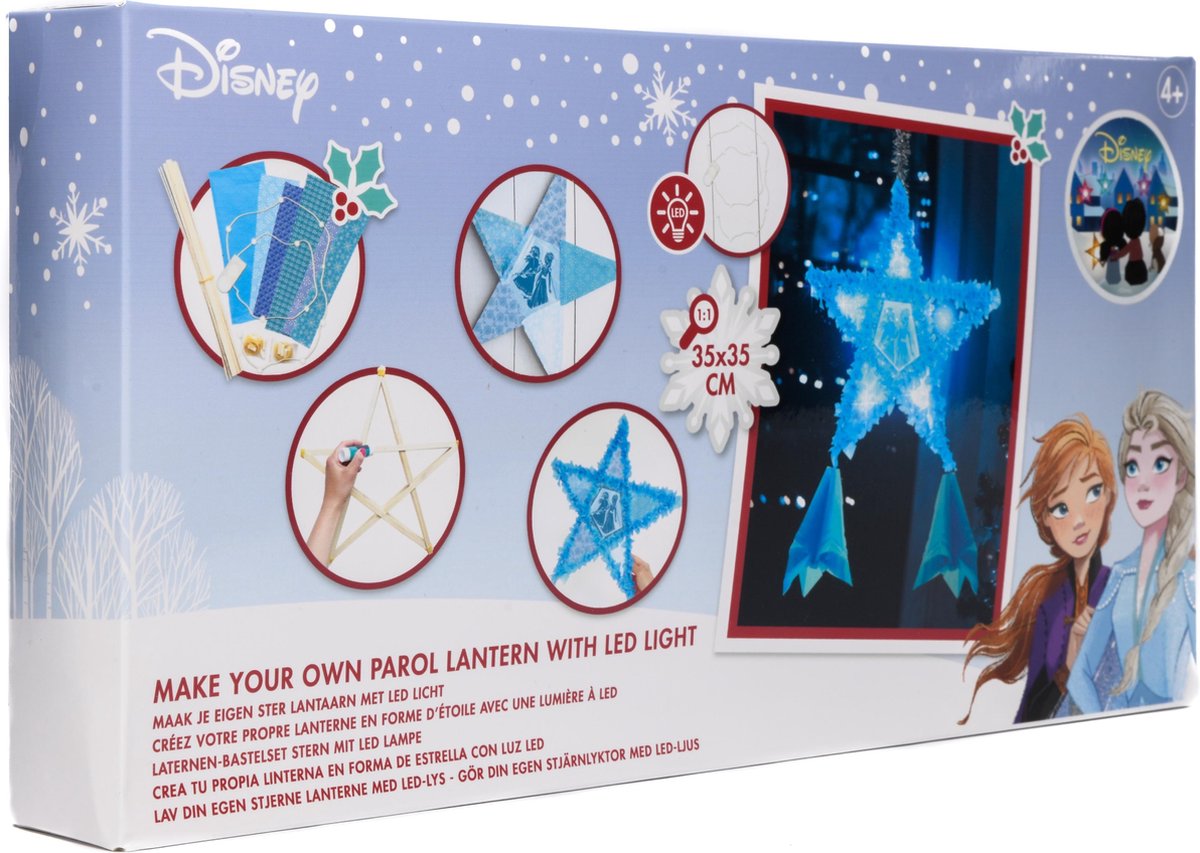 Disney Frozen Kerst Lantaarn met LED Verlichting – Decoratie speelgoed – Knutselpakket met Crepe Papier - Knutselen