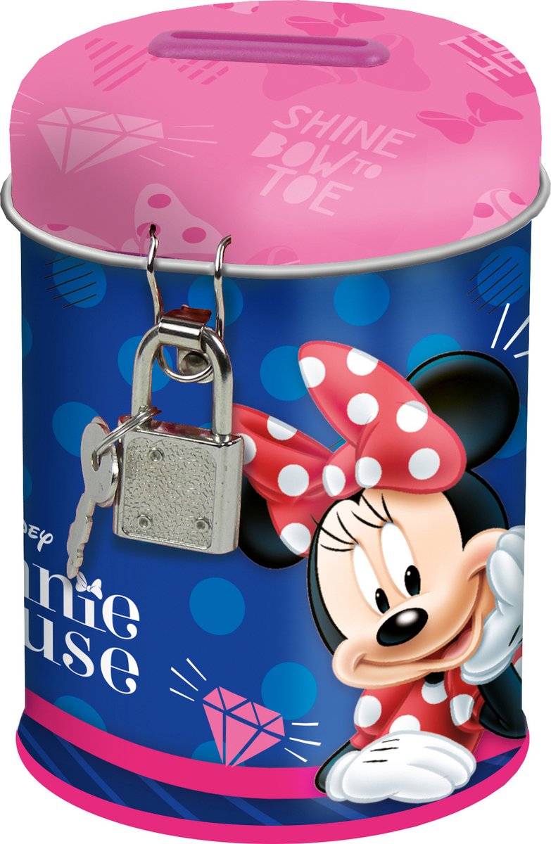 Disney Minnie Mouse Spaarpot met slotje Shine - 11,5 x 7,5 cm - 2 sleuteltjes