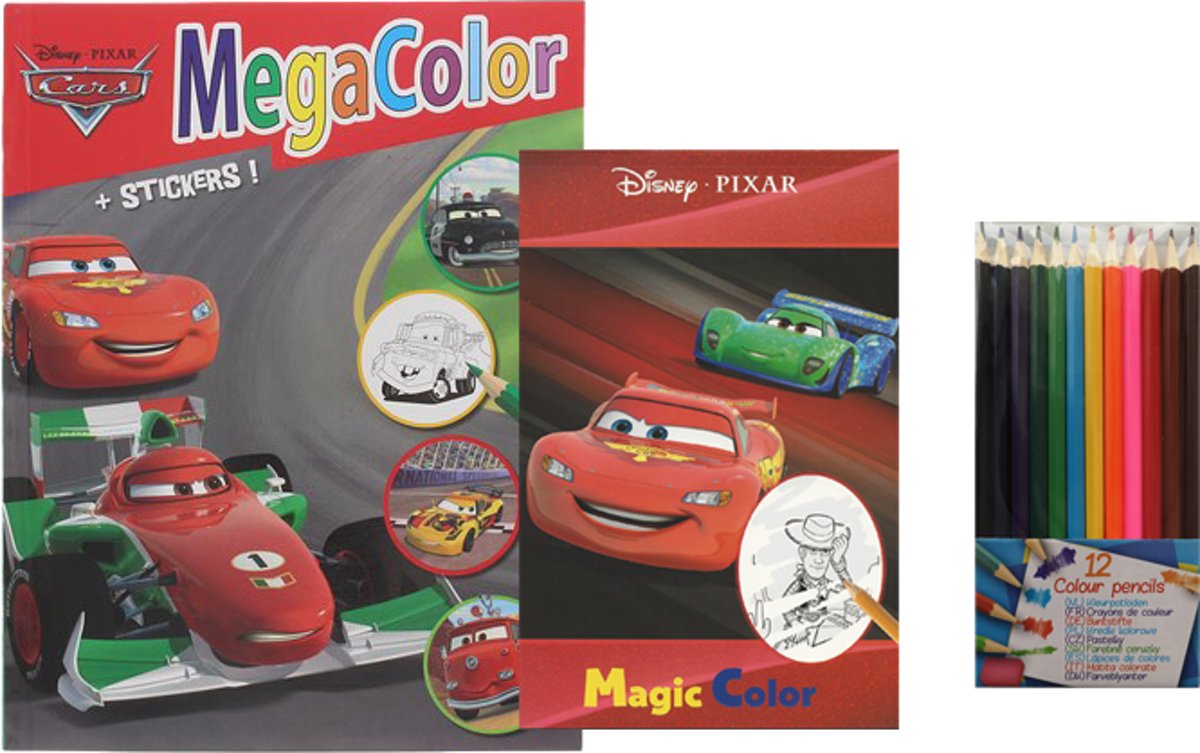 Set van 2 Kleurboeken - Kleuren – kleurplaat kleuren – kinder kleurboek – magic blok – toverblok – toverboek – Disney Cars – Disney Pixar