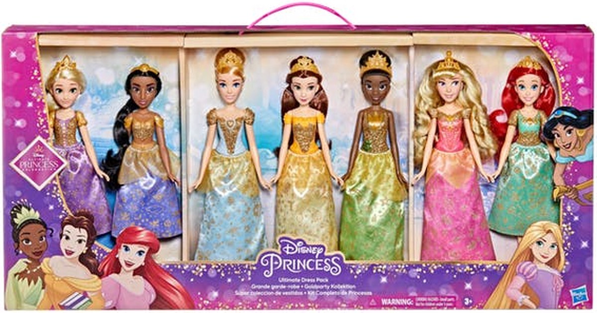 DISNEY PRINCESSES - Gouden collectie - Pak van 7 modepoppen - Ultiem prinsessenspeelgoed voor kinderen vanaf 3 jaar