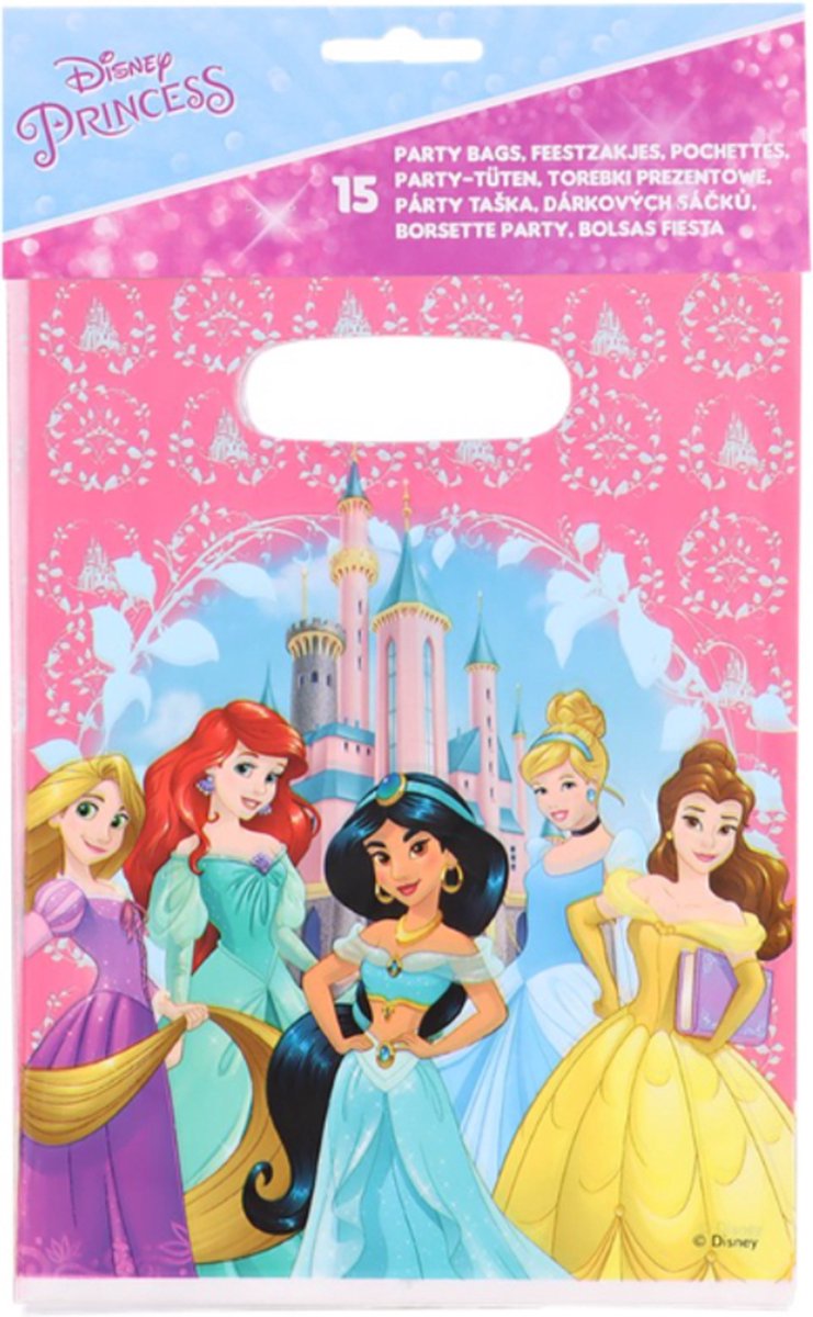 Disney Princess - Uitdeelzakjes - Prinsessen uitdeelzakjes - Uitdelen op school of thuis - Kinderfeestje - Verjaardag of jubileum - Party bags - Feestzakjes 15 stuks.