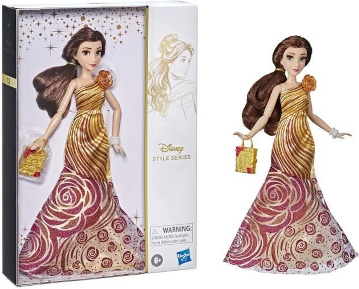 Disney Princesses, Style-serie, Belle-etalagepop in eigentijdse stijl met outfits en accessoires, leeftijd 6