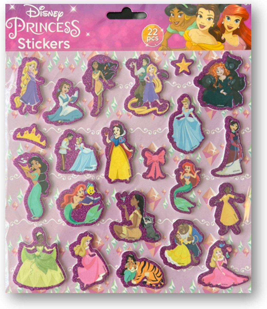 Foam Stickers - Princess stickers - Stickers - Prinsessen Foam stickers - Kinderen - 22 stuks - Plakken - Hobbypakket - Disney - Disney Princess - 3D stickers - 22 stuks Foam stickers.