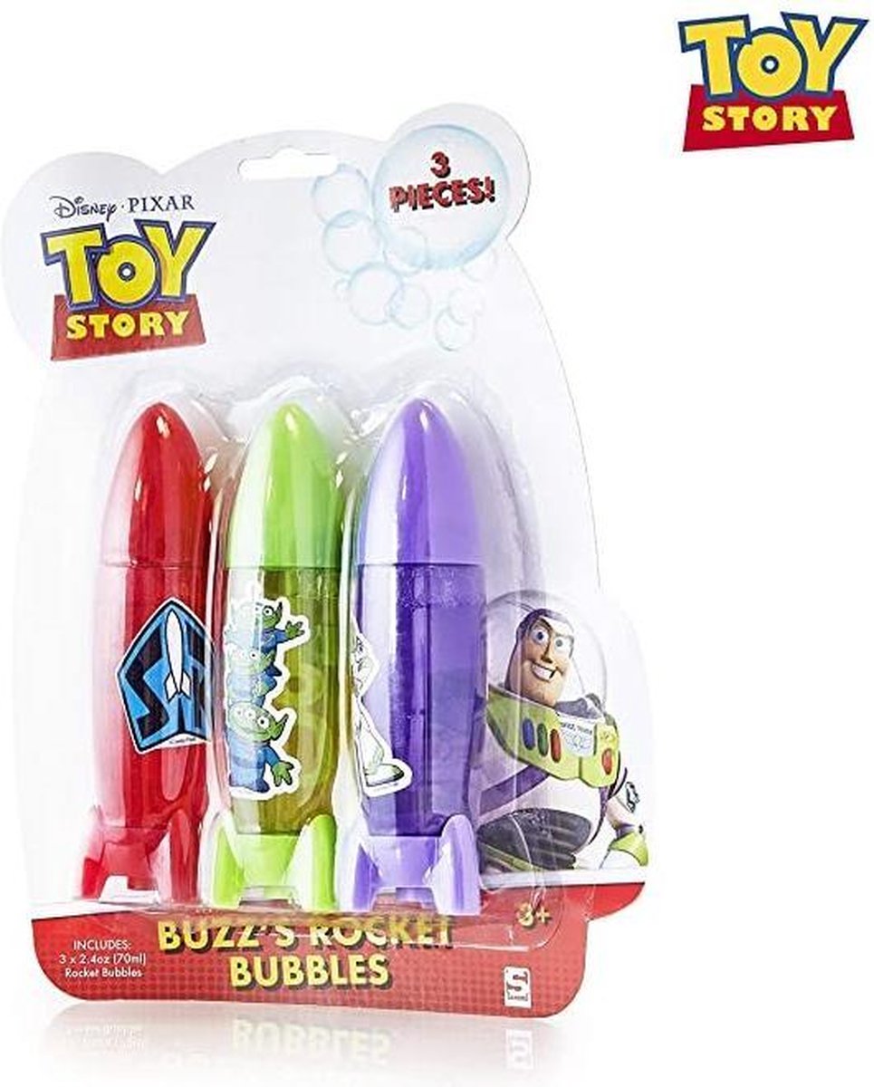 3 stuks Toy Story Bubble Rockets bellenblaas extra groot - speelgoed - 4 woody - speelfiguren plaatje -  buzz lightyear - Viros