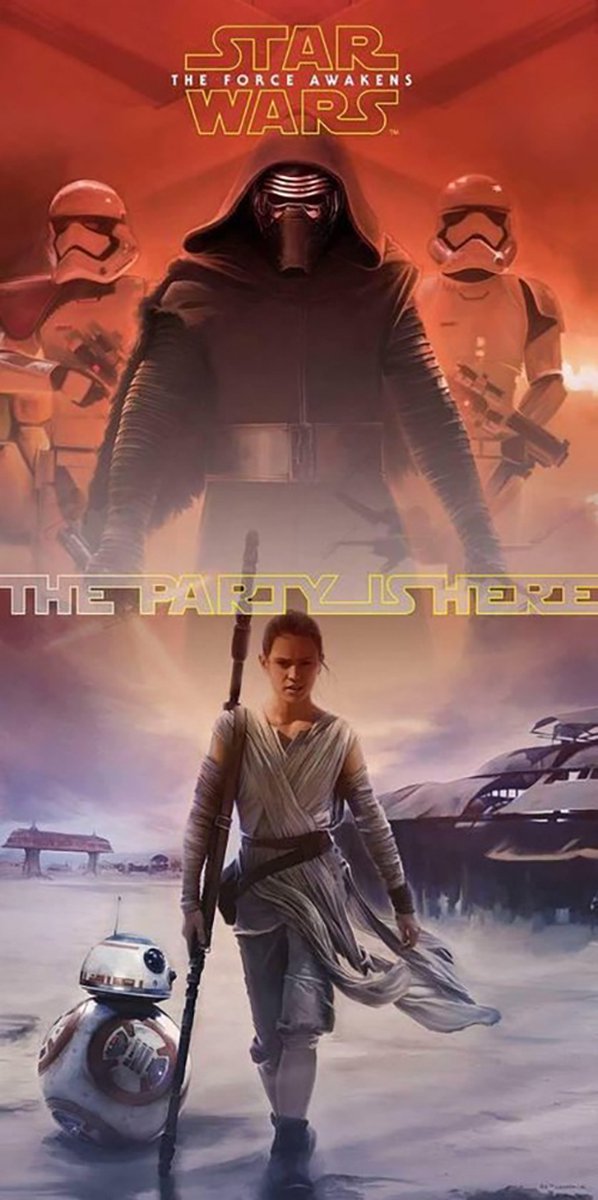 Star Wars Poster - Deurposter - Star Wars The Force Awakens - The Party Is Here - Feest - Verjaardag - Kinderfeestje - Feest Versiering - Verjaardag Versiering - Verjaardag Decoratie - Jongens - Meisjes - Volwassenen - Disney Star Wars