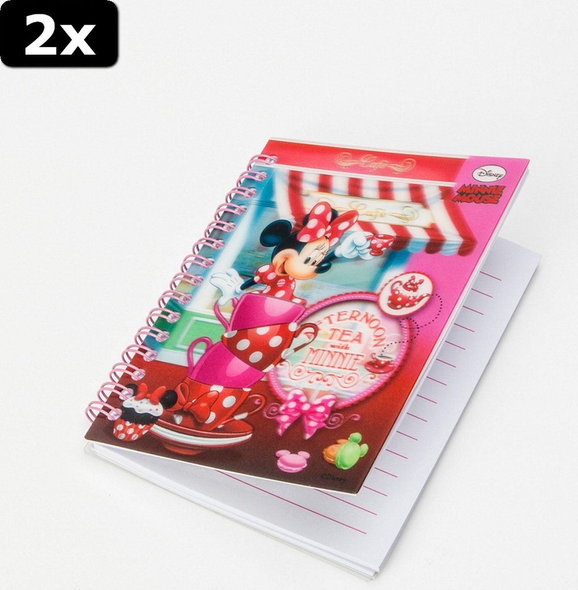 2x Disney Minnie Mouse Notitieboekje A6 80 Paginas