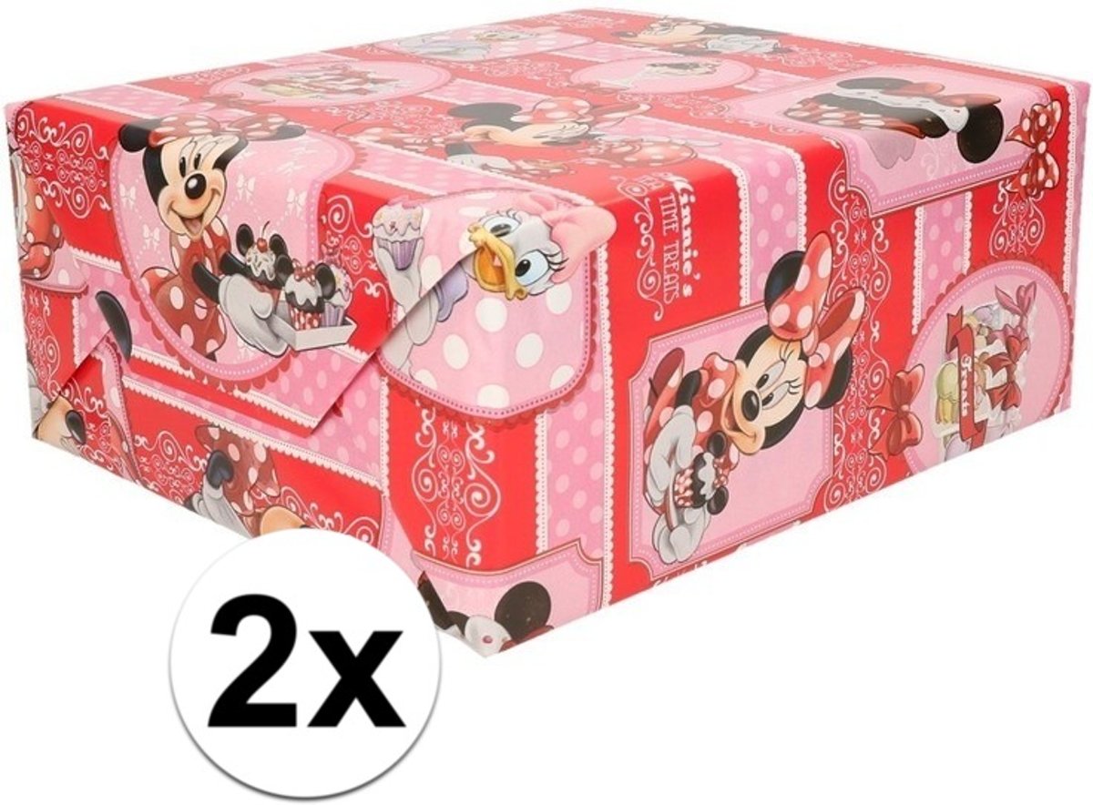 2x Disney inpakpapier Minnie cupcake - 200 x 70 cm - cadeaupapier op rol