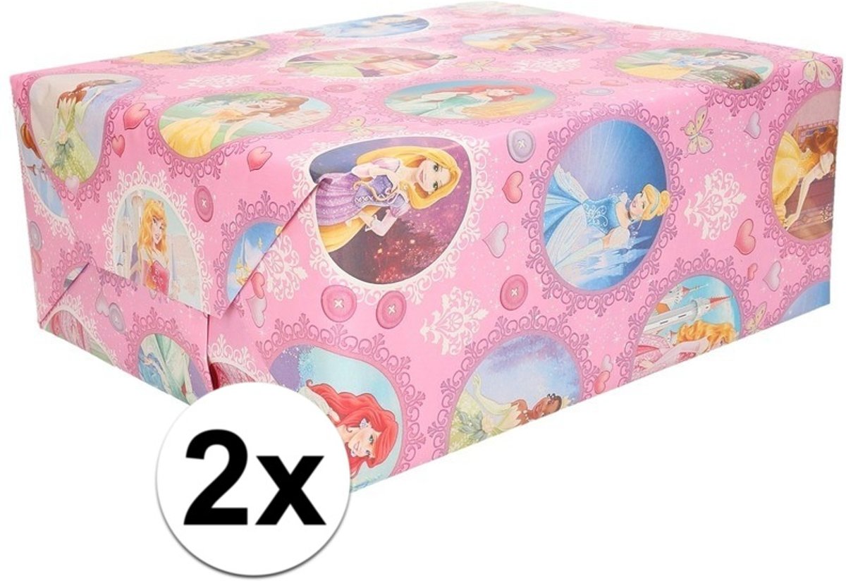 2x Disney inpakpapier Princess 200 x 70 cm op rol