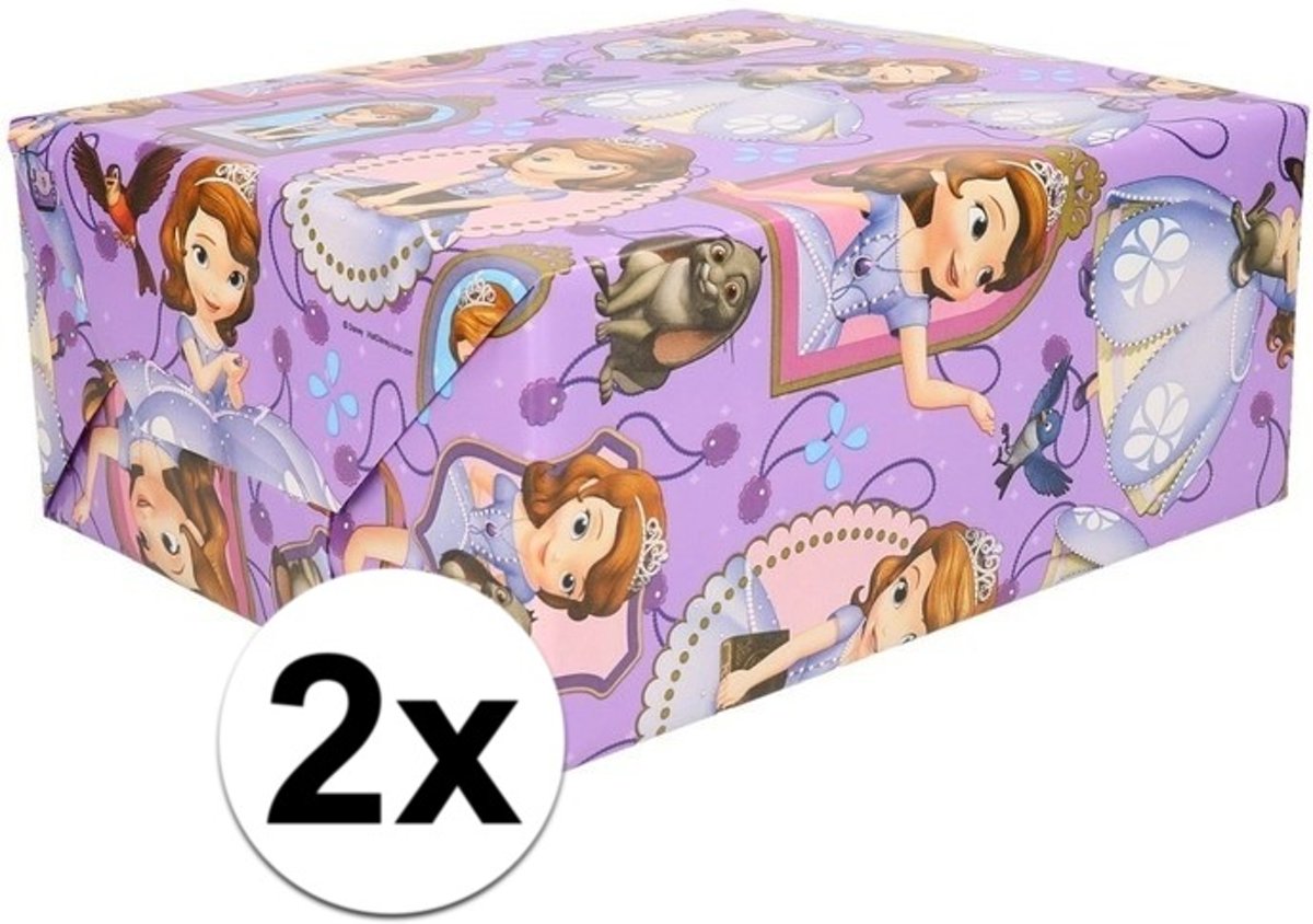 2x Disney inpakpapier Sofia het prinsesje - 200 x 70 cm - cadeaupapier op rol