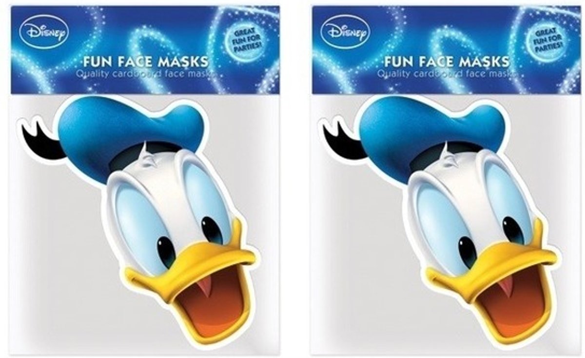 2x Donald Duck maskers - Disney thema verkleed maskers voor kinderen en volwassenen