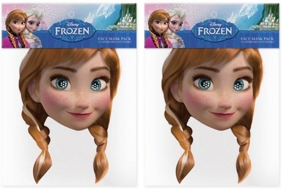 2x Frozen maskers Anna - Disney Frozen thema verkleed maskers voor kinderen