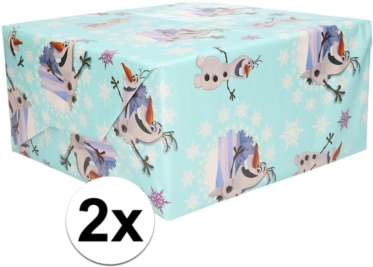 2x Inpakpapier Frozen Olaf blauw - 200 x 70 cm - cadeaupapier op rol