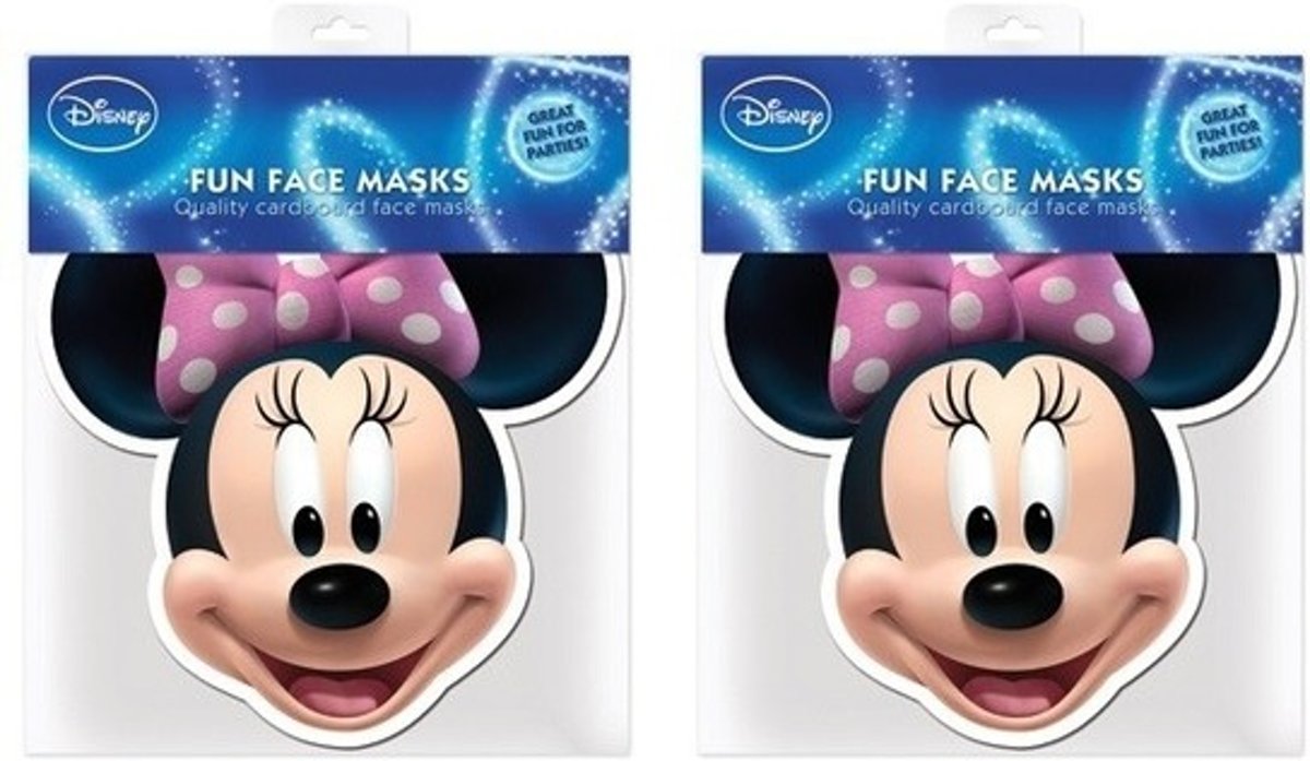 2x Minnie Mouse maskers - Disney thema verkleed maskers voor kinderen en volwassenen