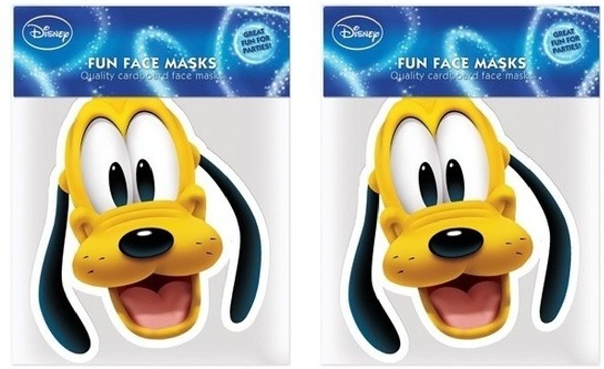 2x Pluto maskers - Disney thema verkleed maskers voor kinderen en volwassenen