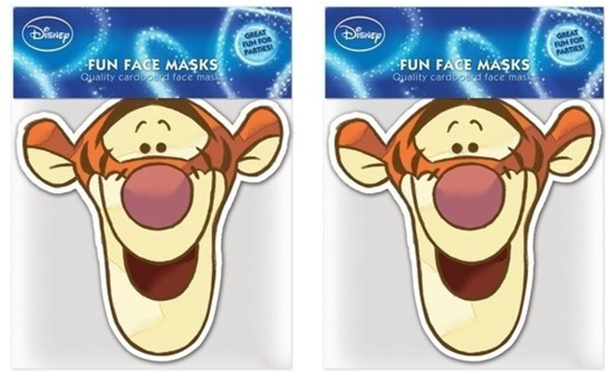 2x Teigetje maskers - Disney Winnie de Poeh verkleedmaskers voor kinderen en volwassenen