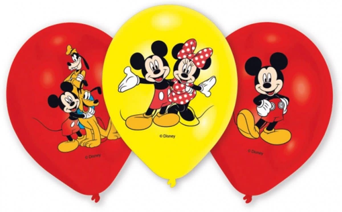 6 Latex Ballonnen Mickey 4 Kleur Print 27.5 cm/11