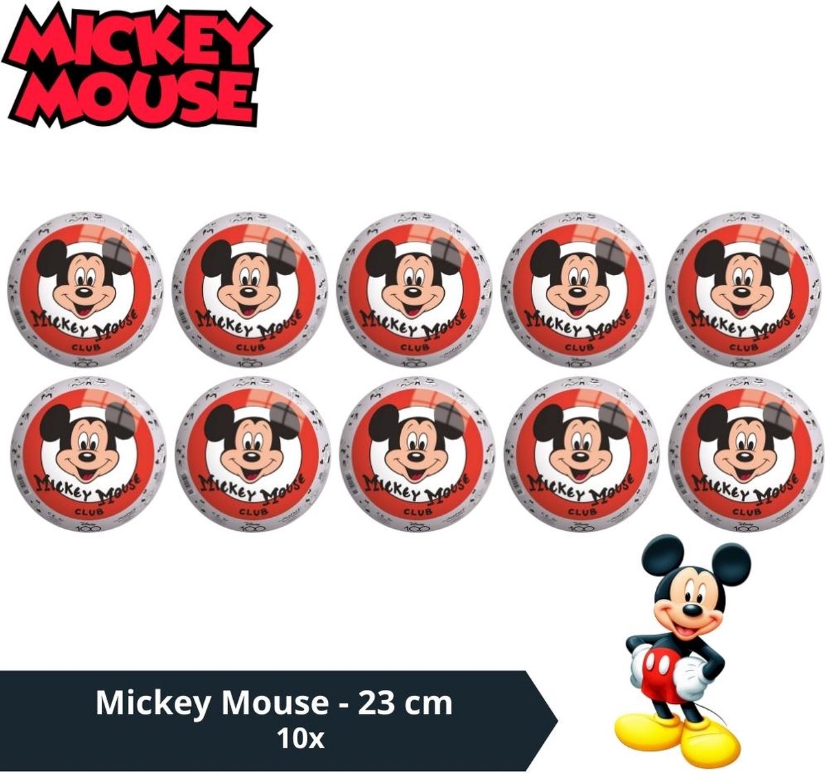 Bal - Voordeelverpakking - Mickey Mouse - 23 cm - 10 stuks