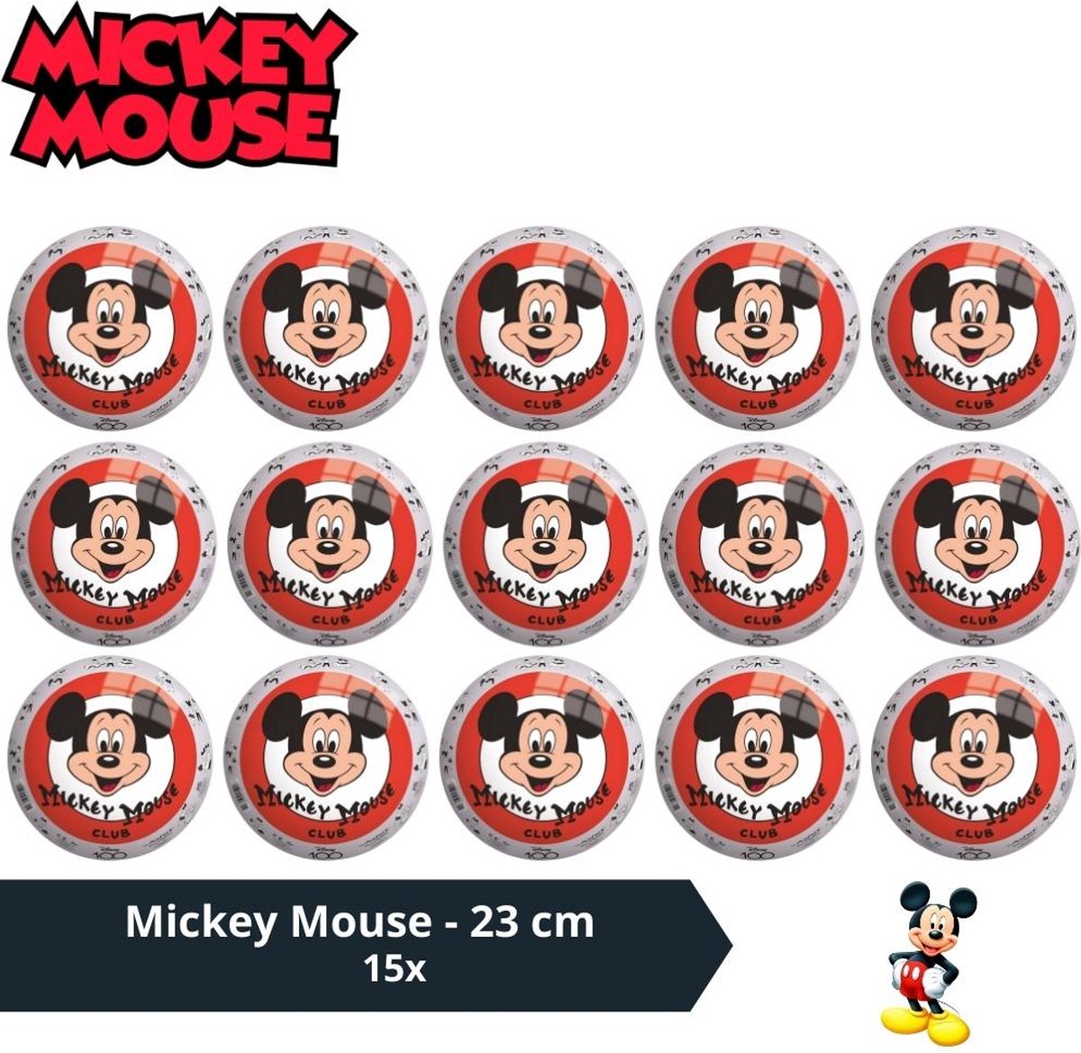 Bal - Voordeelverpakking - Mickey Mouse - 23 cm - 15 stuks