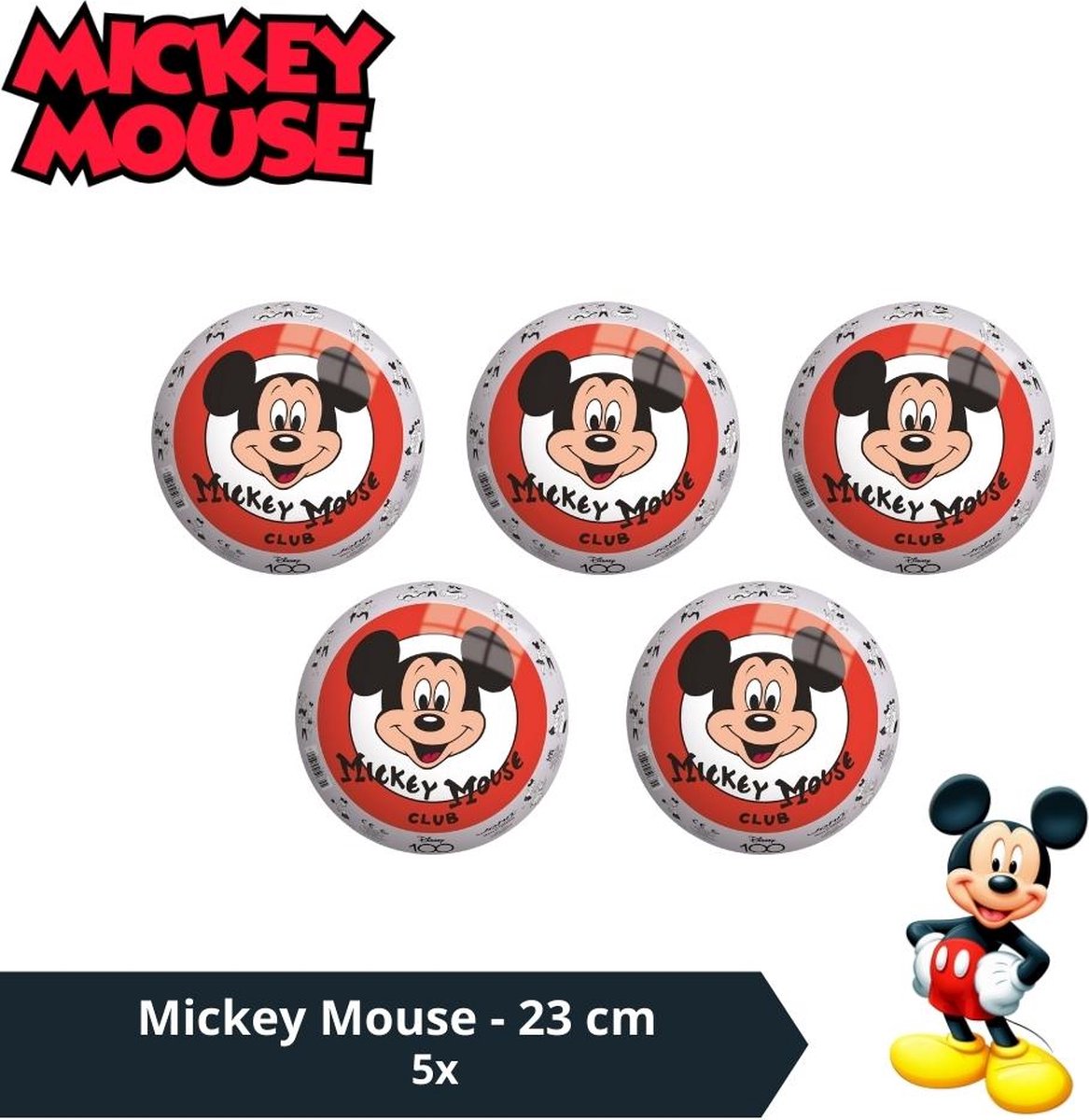 Bal - Voordeelverpakking - Mickey Mouse - 23 cm - 5 stuks