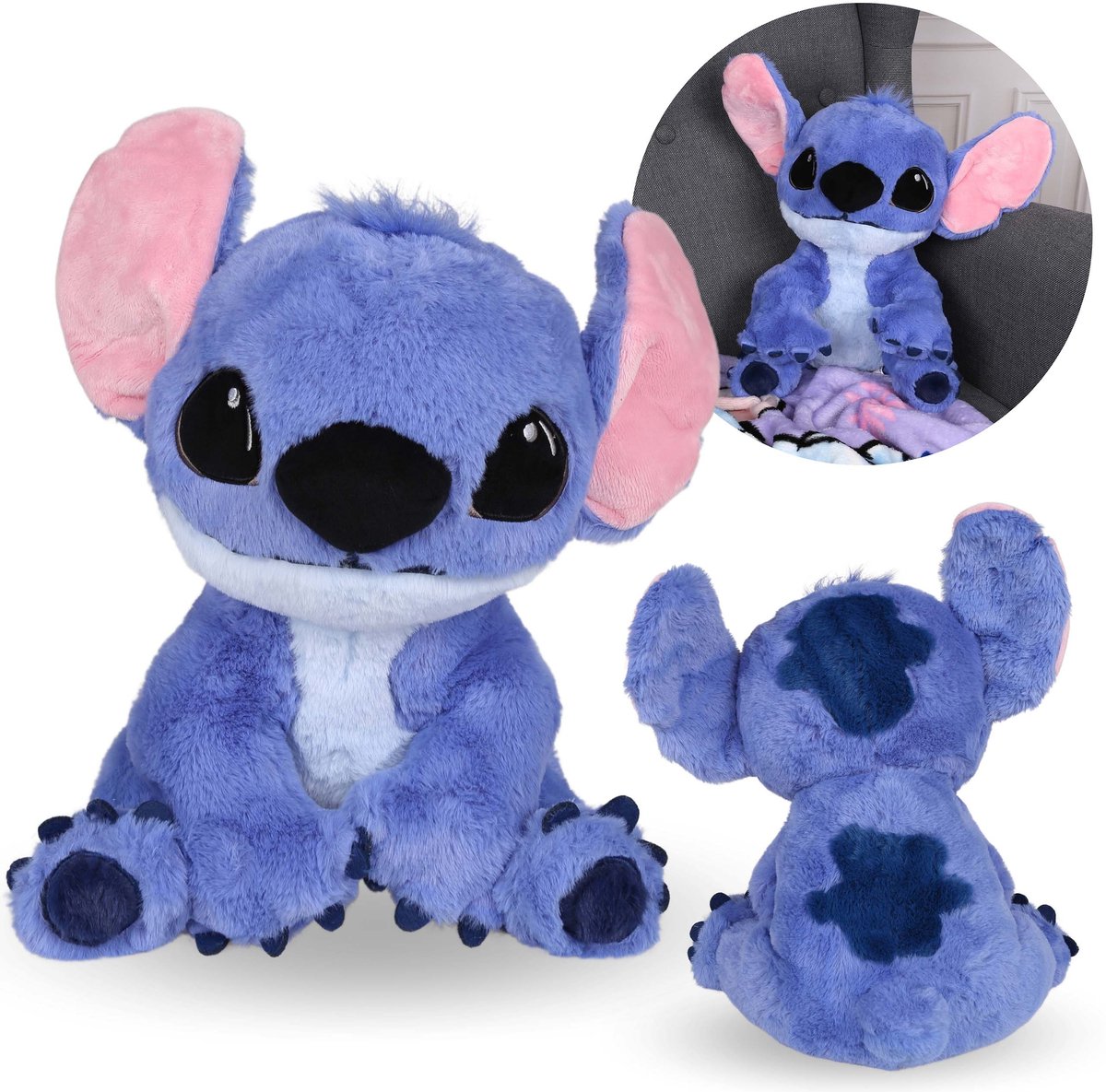 DISNEY Stitch LARGE pluche mascotte, blauwe knuffel, teddybeer voor kinderen 30 cm