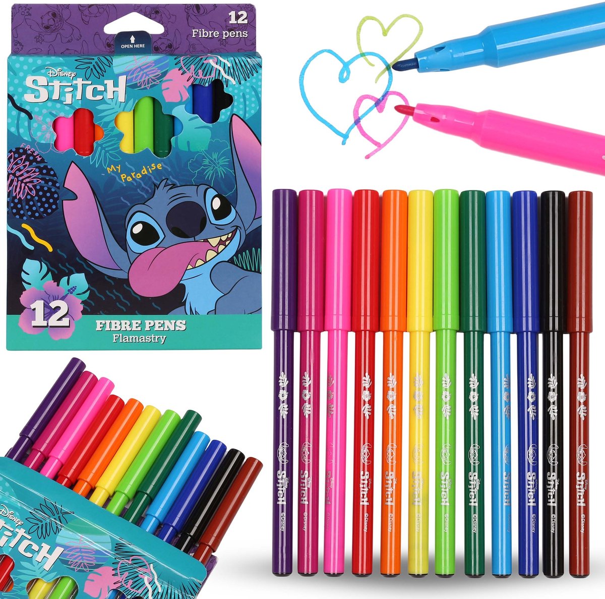 DISNEY Stitch Schoolstiften, STIFTEN voor kinderen, SET viltstiften 12 kleuren