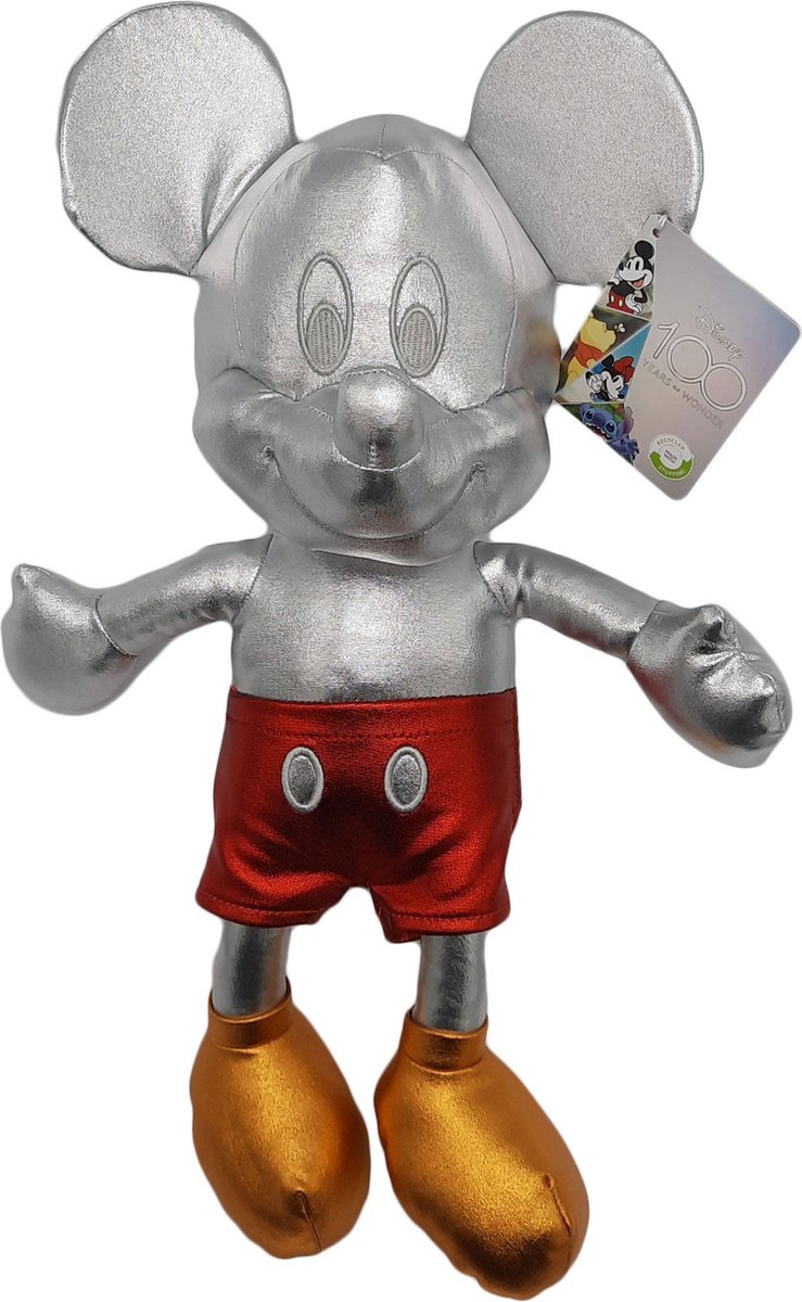   - Mickey Mouse - Knuffel - 100 year - Platinum Silver Mix - Pluche - 40 cm