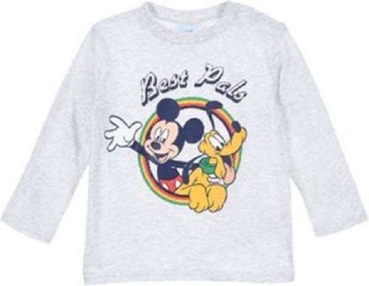   - Mickey Mouse - baby/peuter - t-shirt - longsleeve - grijs - maat 4-6 mnd (68)