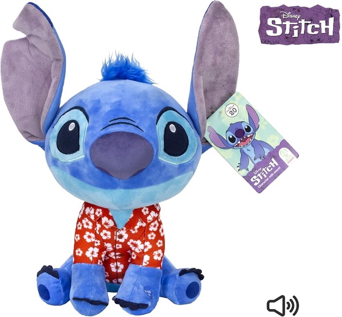   - Stitch Hawaii knuffel met geluid - 30 cm - Pluche - Lilo & Stitch knuffel -   knuffel