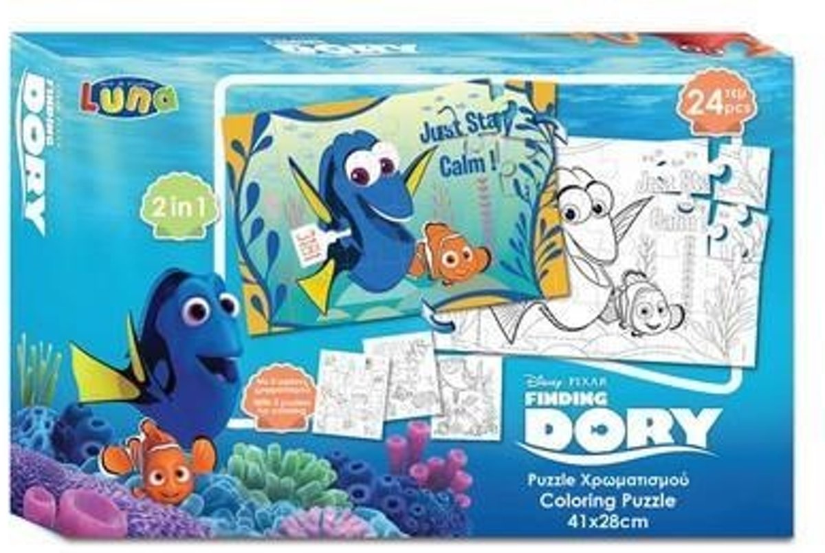 Disney 2-zijdige Puzzel Finding Nemo Dory 24 Stukjes