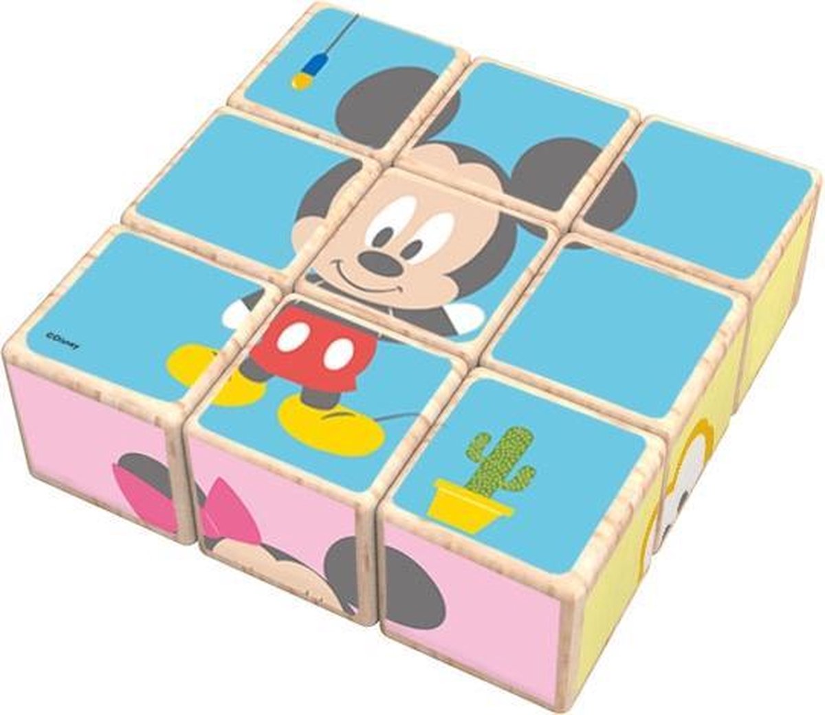   Blokkenpuzzel Mickey Mouse Junior 21 Cm Hout 9-delig