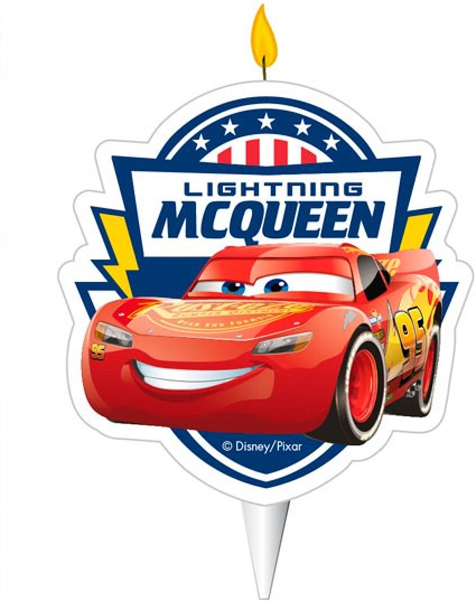   Cars taart kaars Lightning McQueen 7,5 cm.