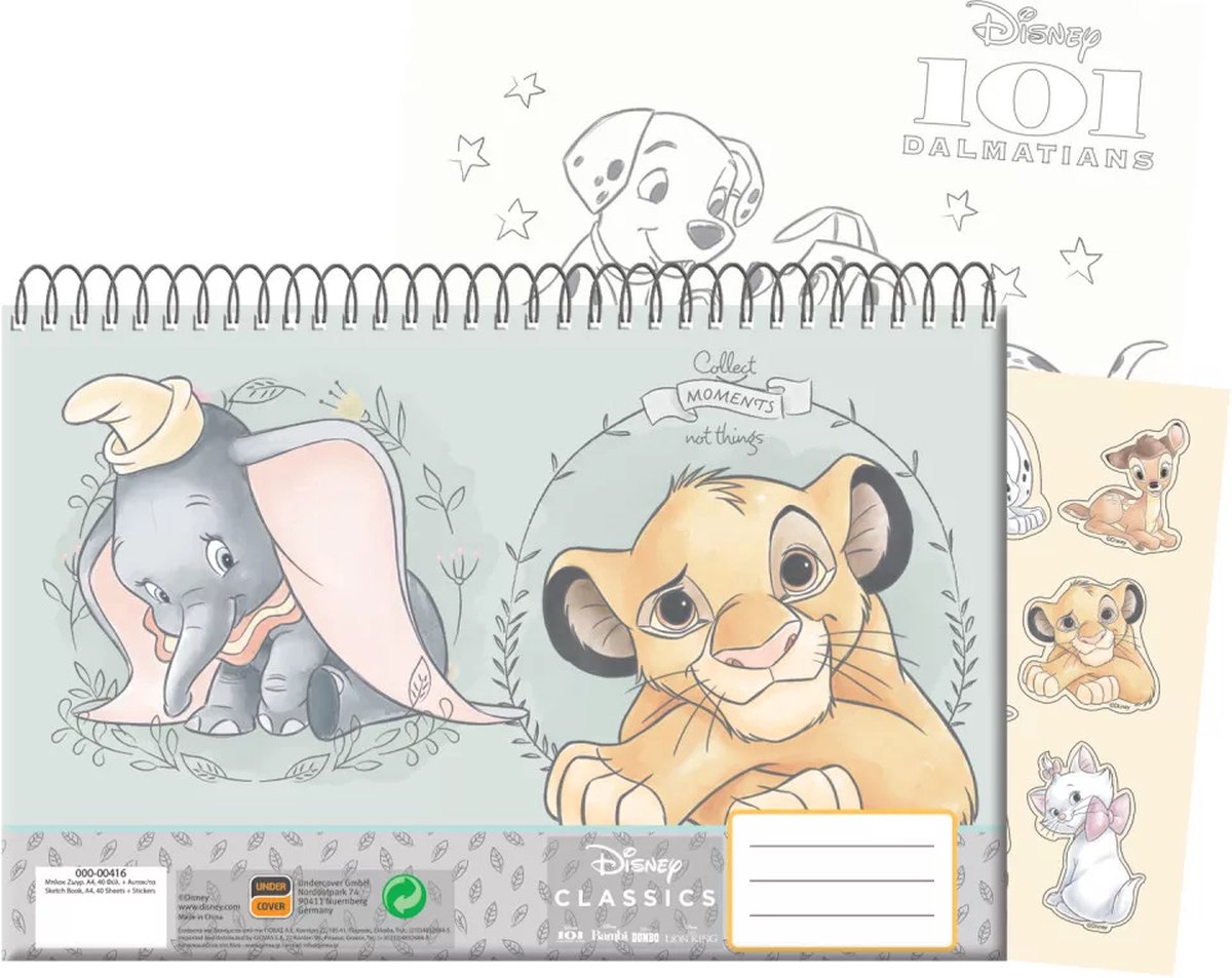   Cute Classic - A4 - Spiraal - schetsboek - 40 paginas - tekenblok - stickers