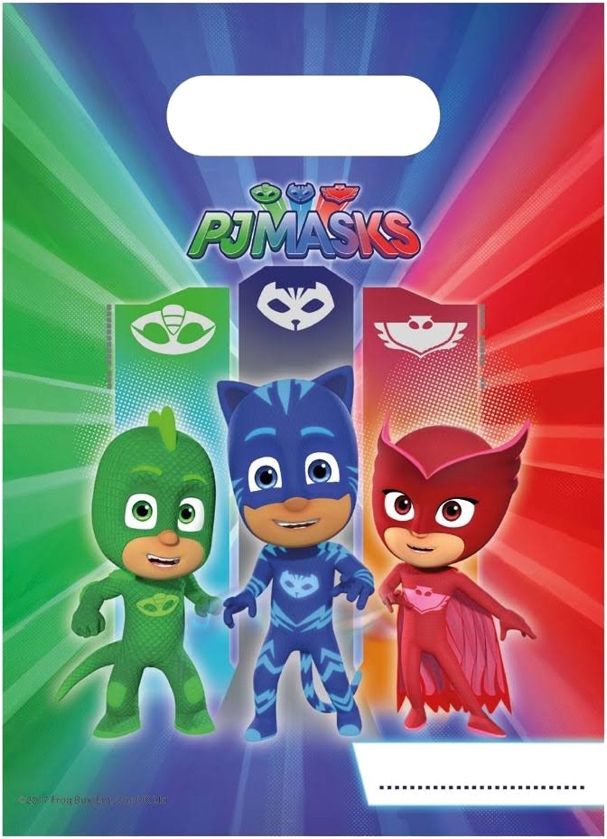   Feestzakjes Pj Masks Groen/blauw/rood 6 Stuks 23 Cm