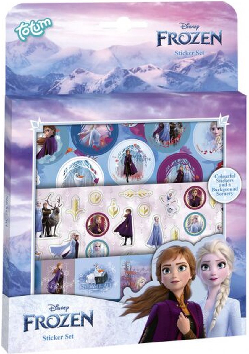 Disney Frozen - Stickerset - Kleurrijke stickers - 3 stickervellen - Met kartonnen achtergrond - Vanaf 4 jaar - FSC keurmerk - Plakstickers - Plak stickers - Stickers voor kinderen - Meisje - Verjaardag - Cadeautip - 50+ stickers - Beloningsstickers