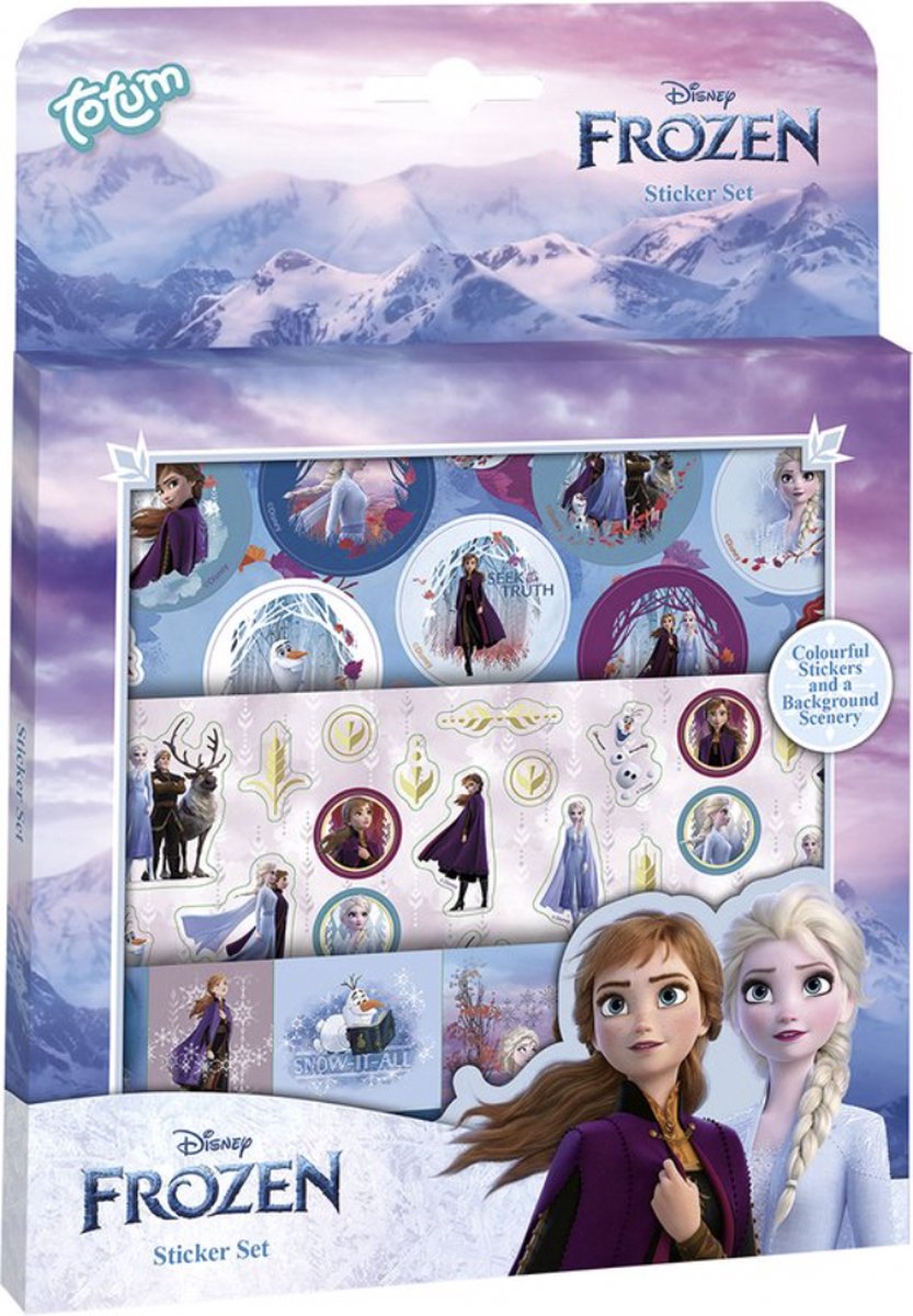   Frozen - Totum Sticker Set - 3 Stickervellen en Speeldecor - Frozen 2 - Frozen - Knutselen - Creatief Speelgoed - Schoencadeau - Meisjes Stickers - Elza Stickers - Olaf - Knutselen - Stickerboek - Speelboek - Kerst - Sinterklaascadeau -  