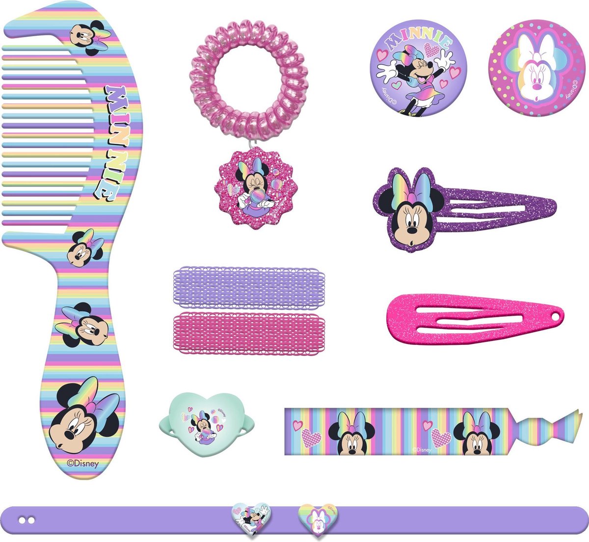   Haar- En Armbandset Minnie Mouse Pastel Paars 11-delig