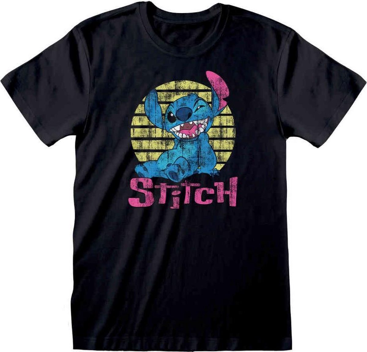 Disney Lilo & Stitch Heren Tshirt -2XL- Vintage Stitch Zwart