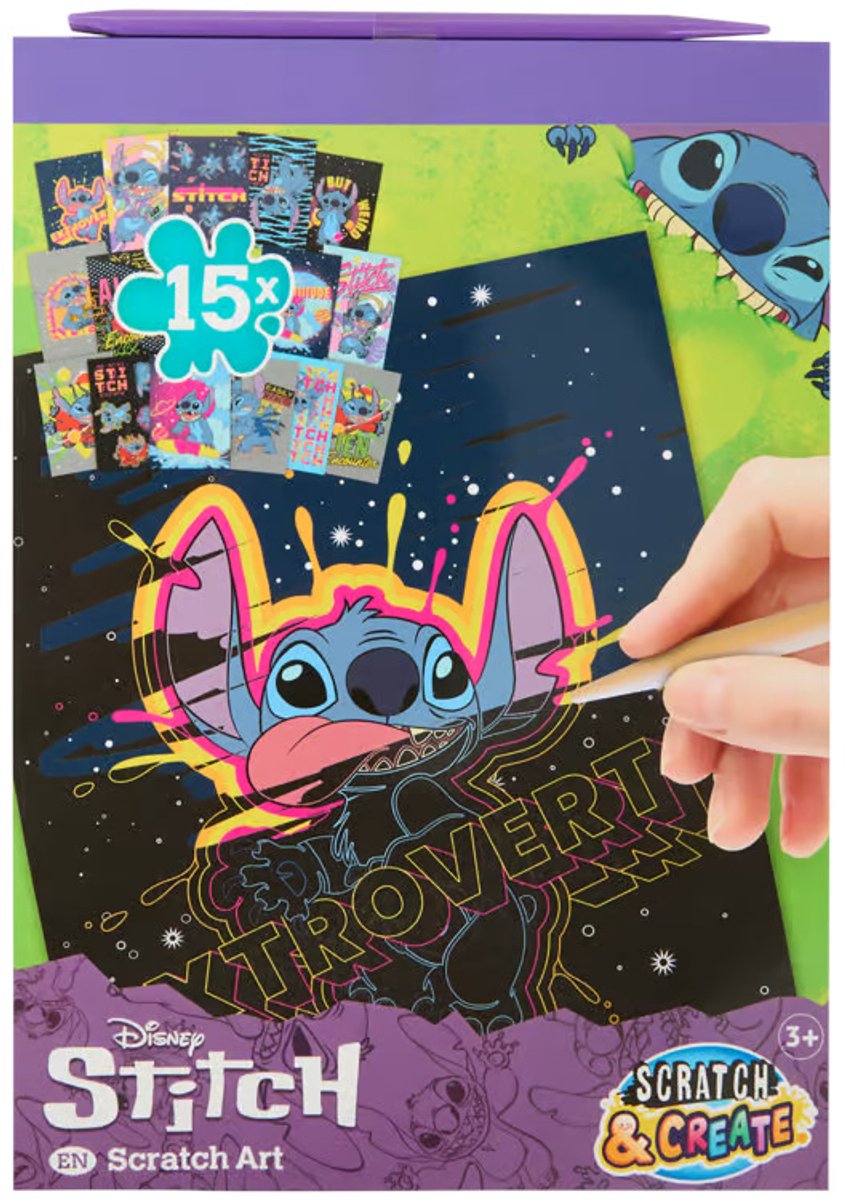   Lilo & Stitch Scratch & Create - krasblok krasboek met pen - 15 kleurplaten - kraskunst - kids 3+