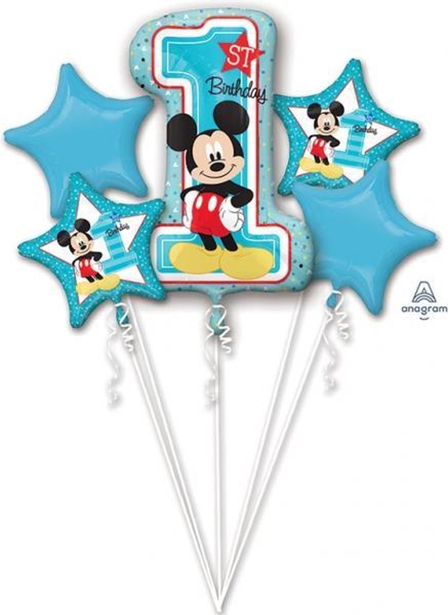   Mickey Mouse 1st Birthday folieballonnen boeket 5-delig