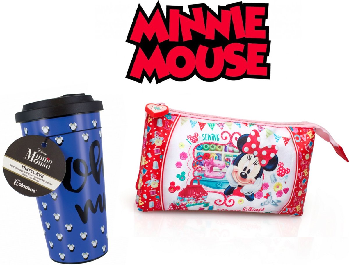   Minnie Mouse speelgoed set - Minnie Mouse oren beker - Minne Mouse roze etui