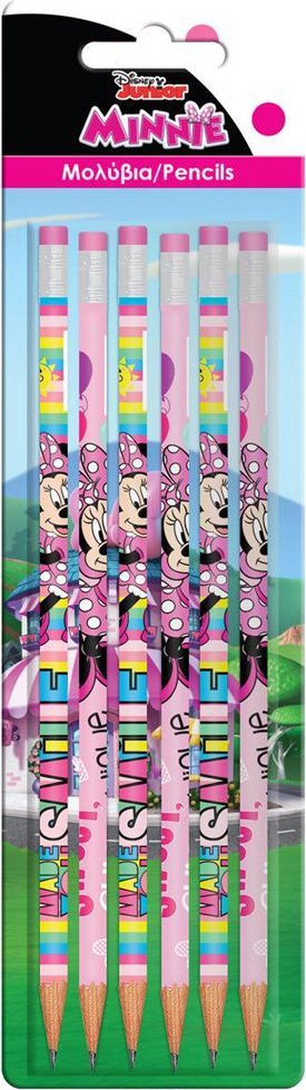 Disney Potloden Minnie Mouse Meisjes 17 Cm Hout Roze 6 Stuks