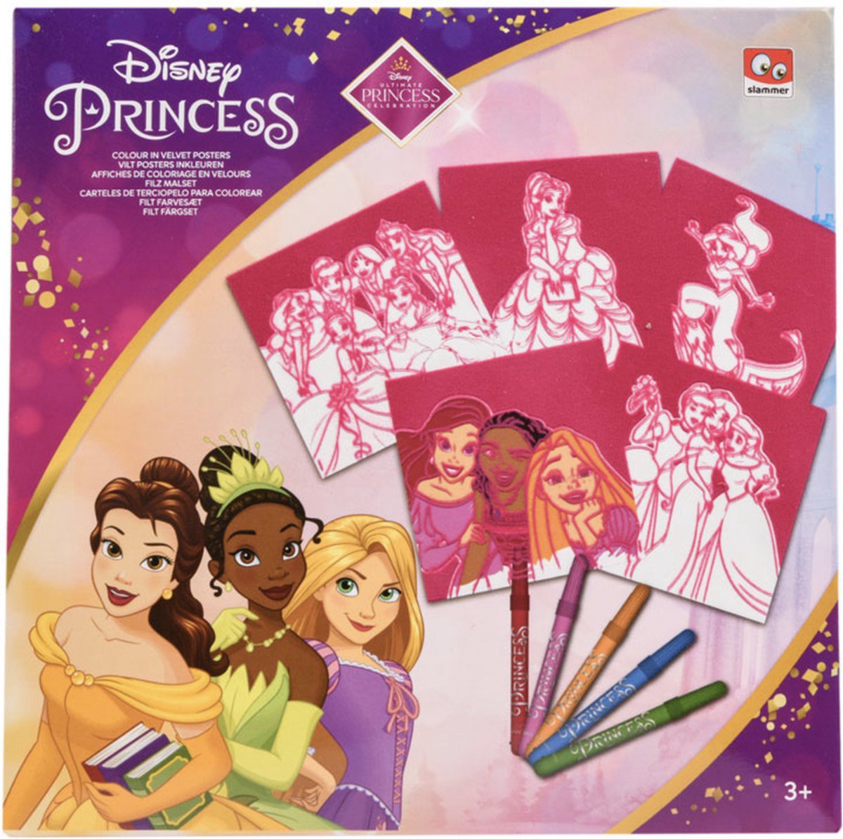 Disney Princess Vilt Kleurplaten - 5 stuks - Viltkleuren - 18 x 18 cm - Luxe Kleurplaten van Disney Princess - Disney Princess Kleuren / Tekenen - Creatief Spelen voor Kinderen - Schoencadeau - kerstcadeau - Kleurplaat - Disney - Disney kleurplaat