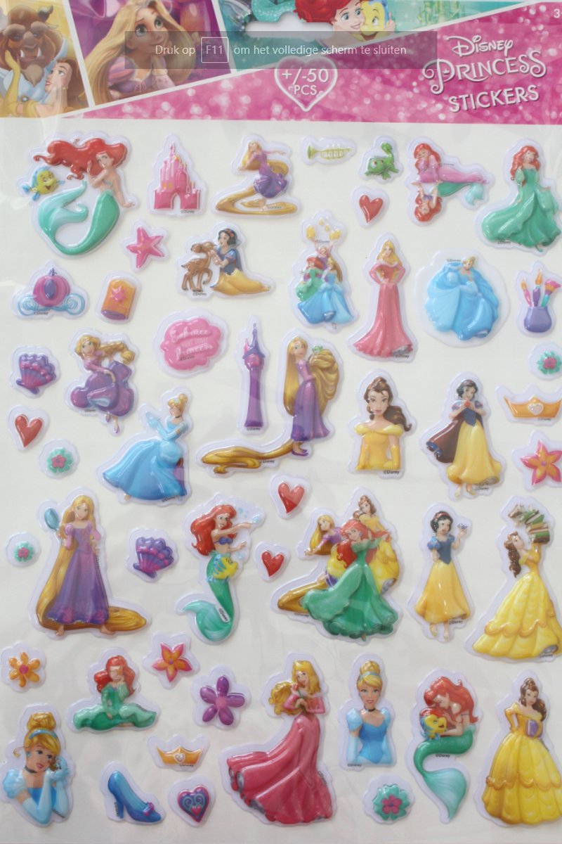 Disney Prinses Stickervel - Disney - 3D Stickers - Knutselen - Roze - 3+ jaar - Prinsessen - Disney Princess - Meisjes - Films - Vakantie - Kinderpartijtje - Feestje - Cadeautje