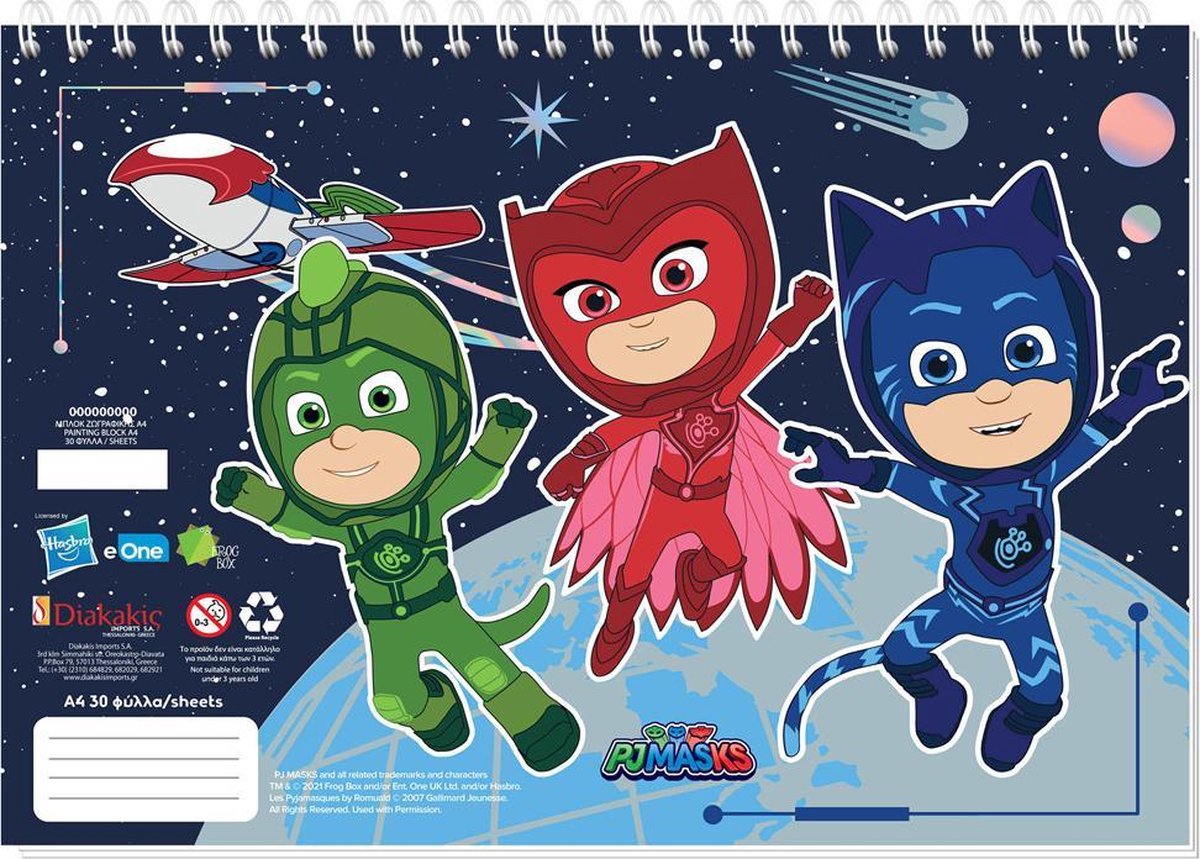 Disney Schetsblok Pj Masks Junior A4 Donkerblauw 30 Vellen