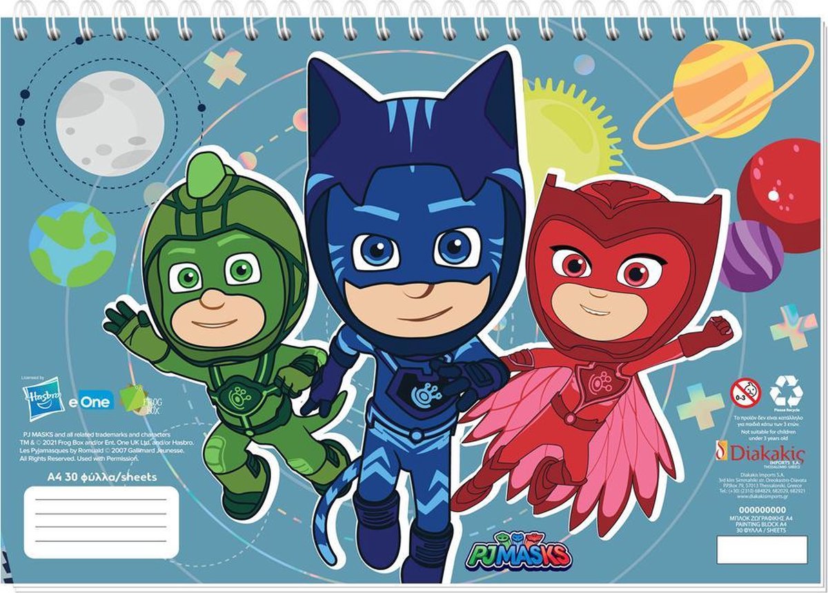 Disney Schetsblok Pj Masks Junior A4 Lichtblauw 30 Vellen