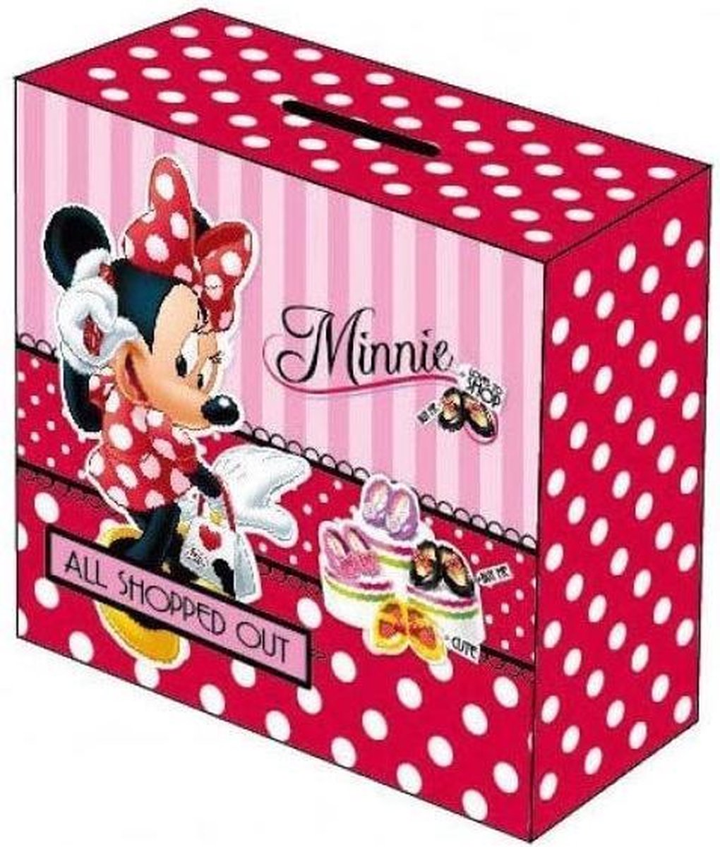 Disney Spaarpot Minnie Mouse Meisjes 10 Cm Hout Rood/roze