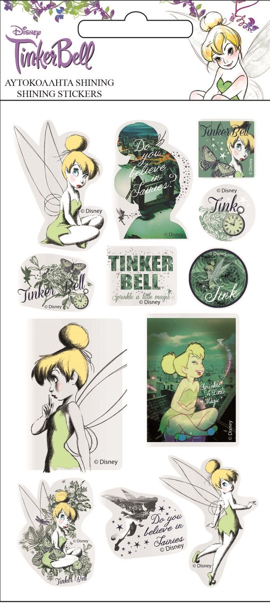 Disney Stickers Tinkerbell Glanzend Meisjes Vinyl Groen