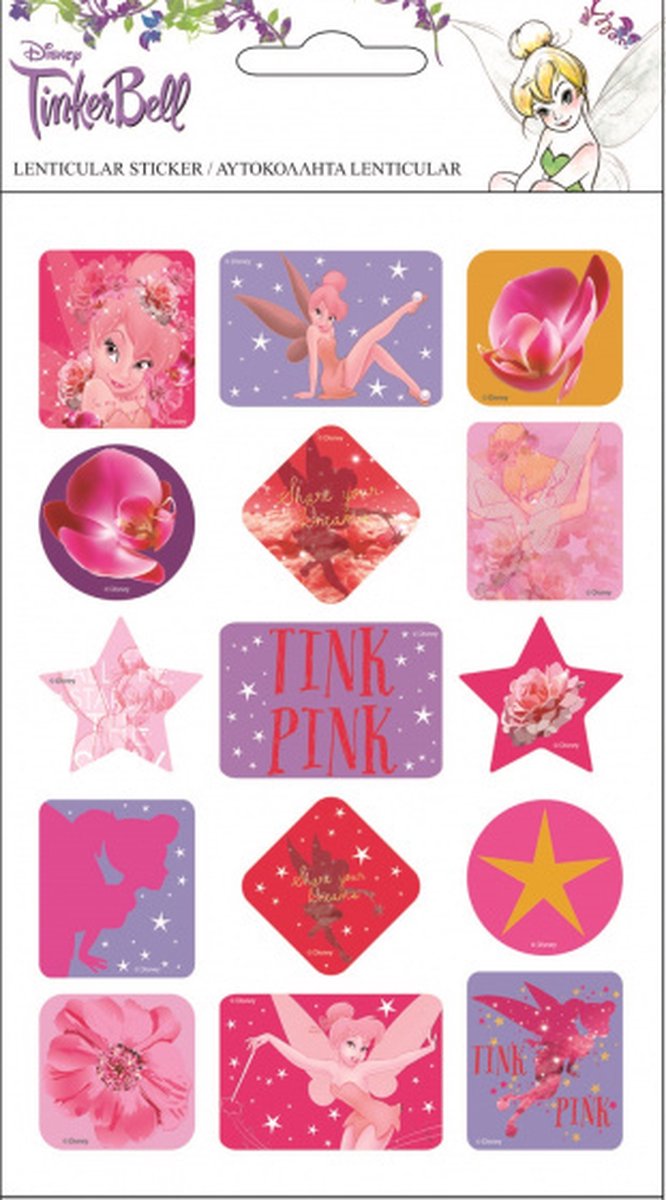 Disney Stickers Tinkerbell Meisjes Vinyl Roze 15 Stuks