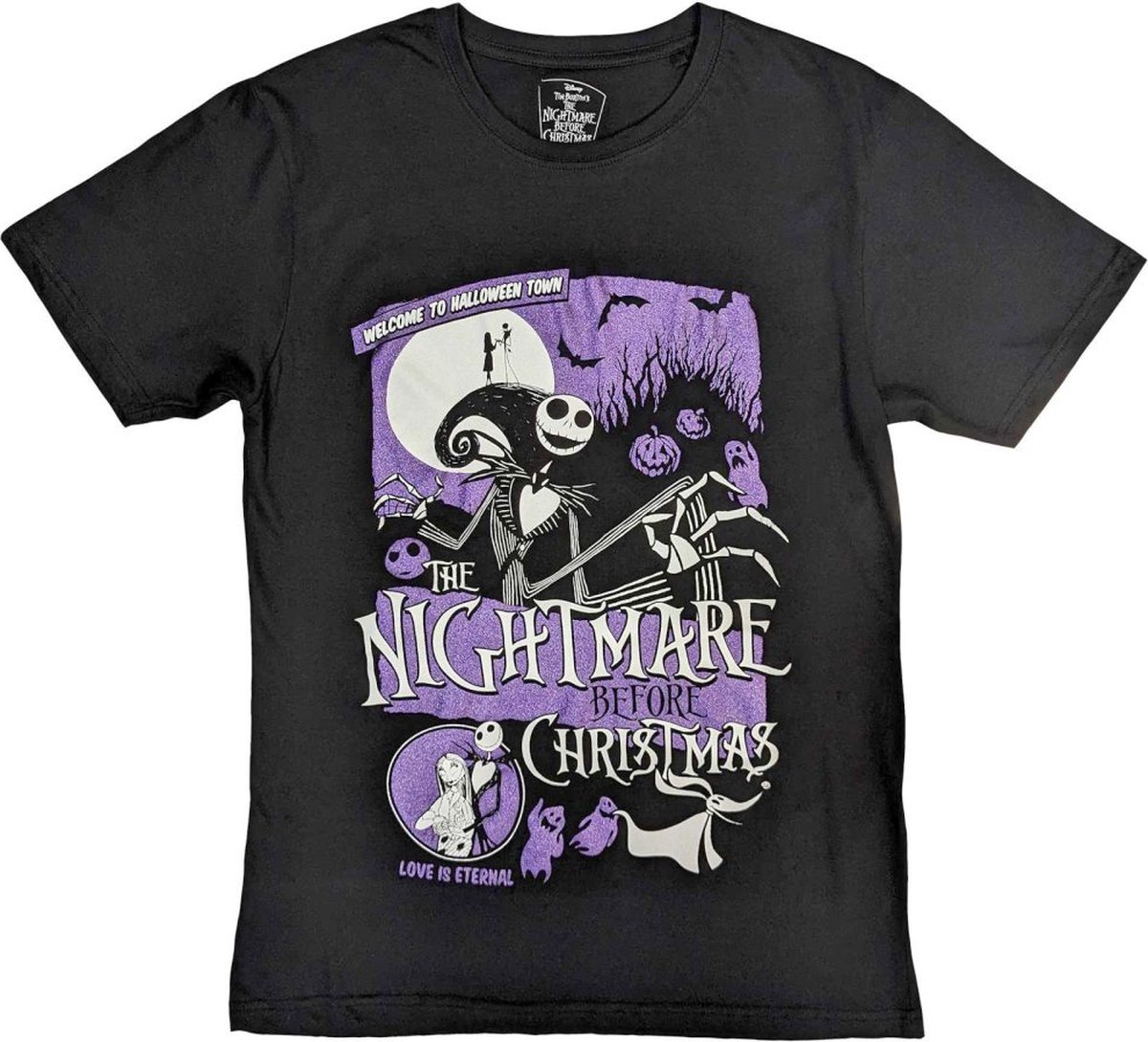   The Nightmare Before Christmas - Welcome To Halloween Town Heren T-shirt - L - Zwart